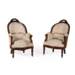 A PAIR OF VICTORIAN MAHOGANY ARMCHAIRS