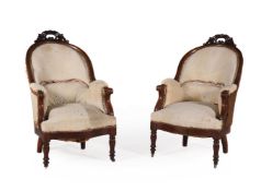 A PAIR OF VICTORIAN MAHOGANY ARMCHAIRS