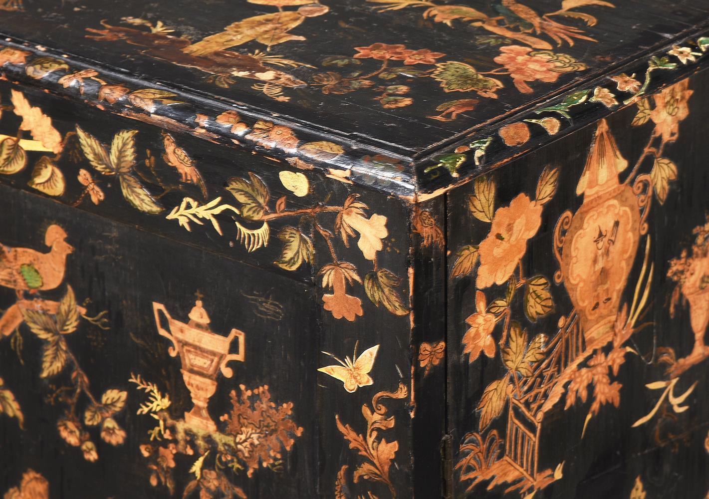 Y A VICTORIAN BLACK-PAINTED AND DECOUPAGE SIDE CABINET - Image 2 of 4