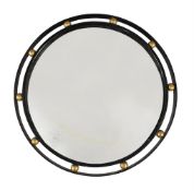 JEAN ROYERE, A PAINTED AND PARCEL GILT IRON CIRCULAR WALL MIRROR