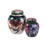 TWO MODERN MOORCROFT GINGER JARS AND COVERS