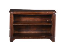 AN ITALIAN WALNUT AND FRUITWOOD OPEN BOOKCASE