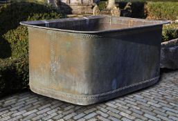 ‡ A FRENCH RECTANGULAR RIVETTED COPPER WATER TANK