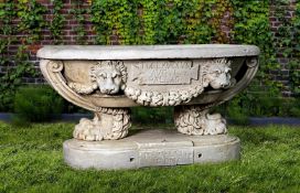 Ω A SCULPTED WHITE MARBLE WALL FOUNTAIN BASIN IN RENAISSANCE STYLE