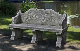 Ω AN ITALIAN CARVED LIMESTONE GARDEN SEAT