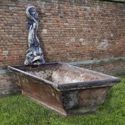 ‡ A FRENCH CAST IRON FOUNTAIN TROUGH