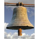 ‡ A FRENCH CAST METAL BELL WITH IRON CLAPPER