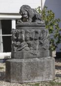 ‡ AFTER ANTOINE-LOUIS BARYE, LION AU SERPENT, A SCULPTED BLUESTONE MODEL OF A LION AND SERPENT