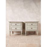‡ A PAIR OF FRENCH PAINTED BEDSIDE TABLES