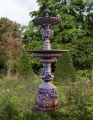 ‡ A LARGE FRENCH CAST IRON TWO STAGE FOUNTAIN