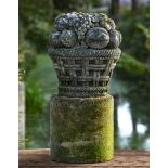 ‡ A FRENCH CARVED LIMESTONE FRUIT BASKET