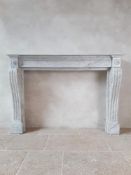 ‡ A FRENCH WHITE CARRARA MARBLE FIRE SURROUND