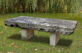 ‡ A MASSIVE CONTINENTAL CARVED LIMESTONE GARDEN DINING TABLE