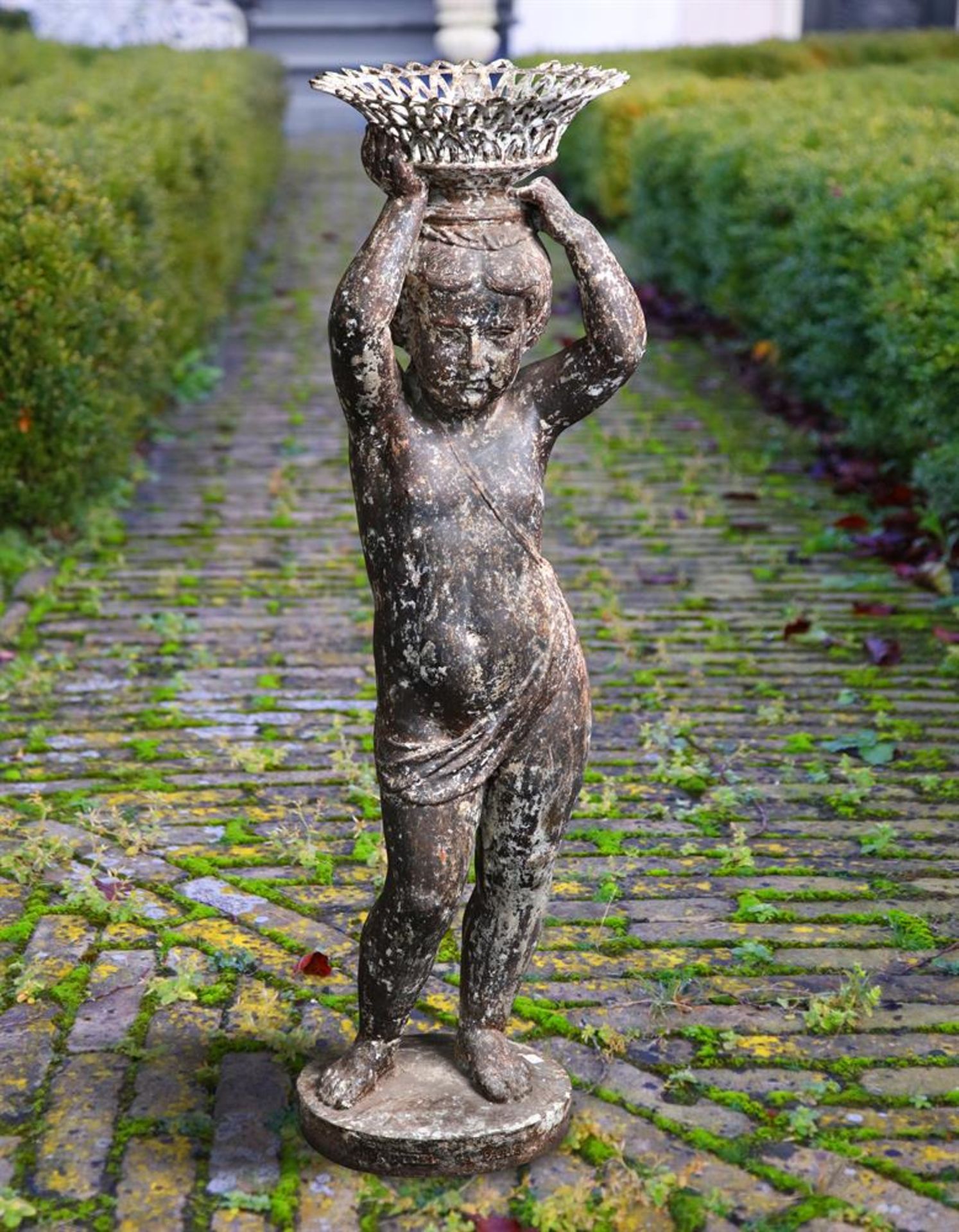 ‡ A FRENCH CAST IRON FIGURAL JARDINIERE BY J J DUCEL
