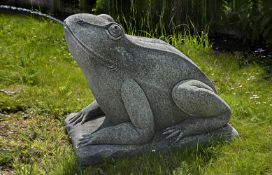 Ω A LARGE SCULPTED LIMESTONE MODEL OF A SEATED FROG