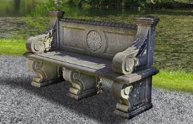 Ω A CARVED LIMESTONE GARDEN SEAT IN LATE 18TH CENTURY FRENCH STYLE