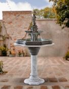 ‡ A PATINATED BRONZE AND MARBLE CONSERVATORY FOUNTAIN