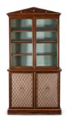 A SIMULATED ROSEWOOD AND GILT CABINET BOOKCASE, 19TH CENTURY AND LATER