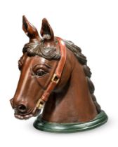 A CARVED AND PAINTED HORSE'S HEAD20TH CENTURY