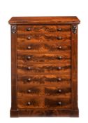 AN EARLY VICTORIAN MAHOGANY WELLINGTON CHEST, MID 19TH CENTURY