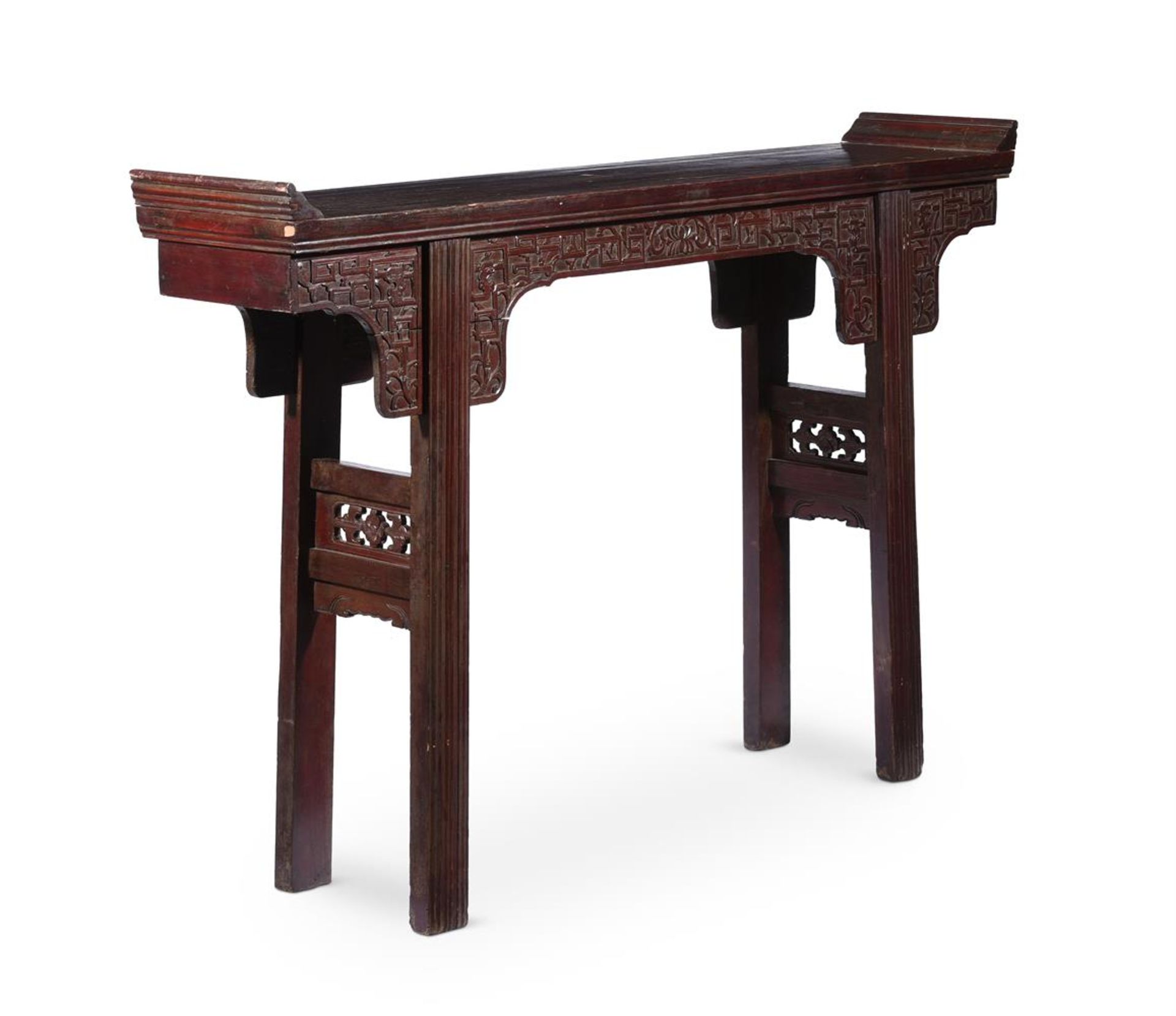A CHINESE STAINED ALTAR TYPE SIDE TABLE, LATE 19TH/EARLY 20TH CENTURY