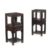 A PAIR OF CHINESE HARDWOOD STANDS OR BEDSIDE TABLE 19TH CENTURY/20TH CENTURY
