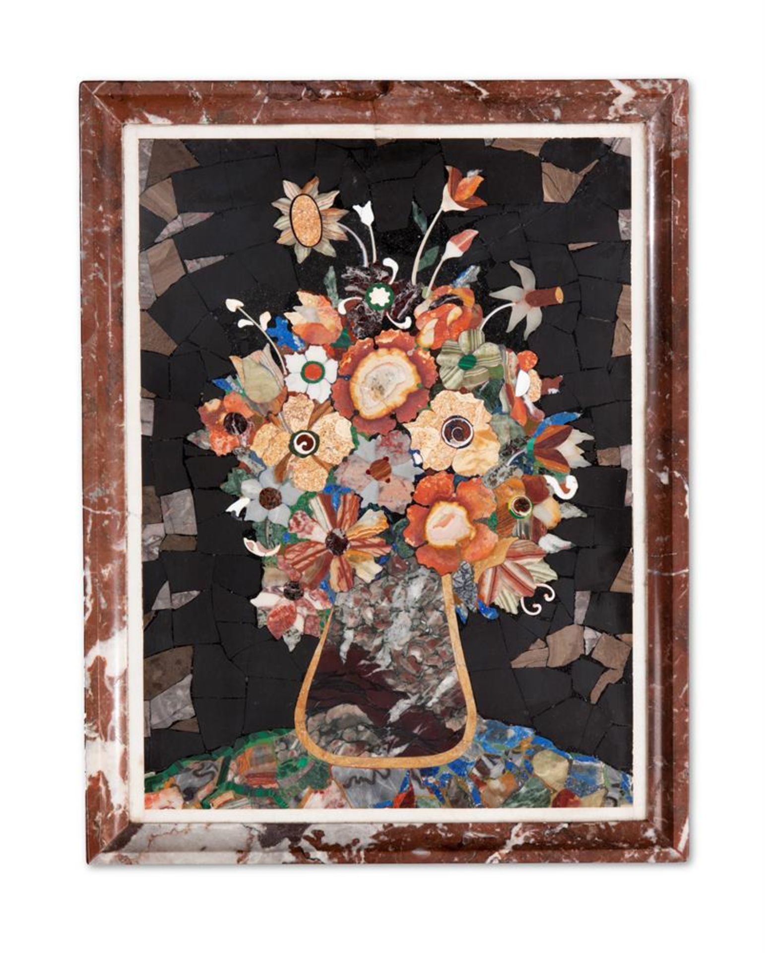 A LATE VICTORIAN HARD STONE (PIETRE DURE) PICTORIAL PANEL, LATE 19TH CENTURY