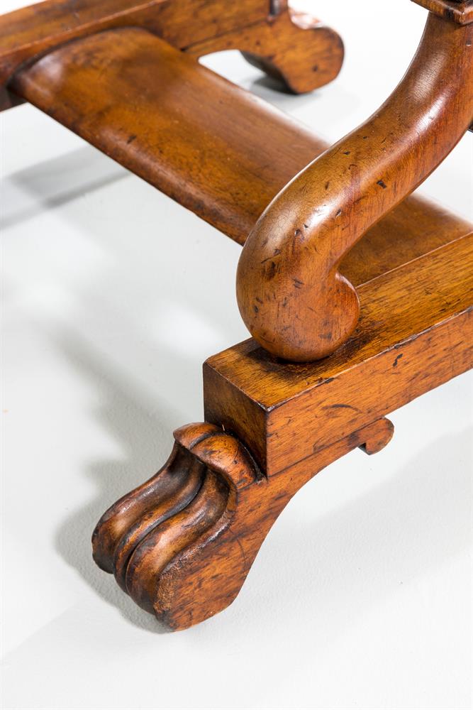 A PAIR OF WILLIAM IV CARVED MAHOGANY AND UPHOLSTERED STOOLS, CIRCA 1835 - Image 5 of 5