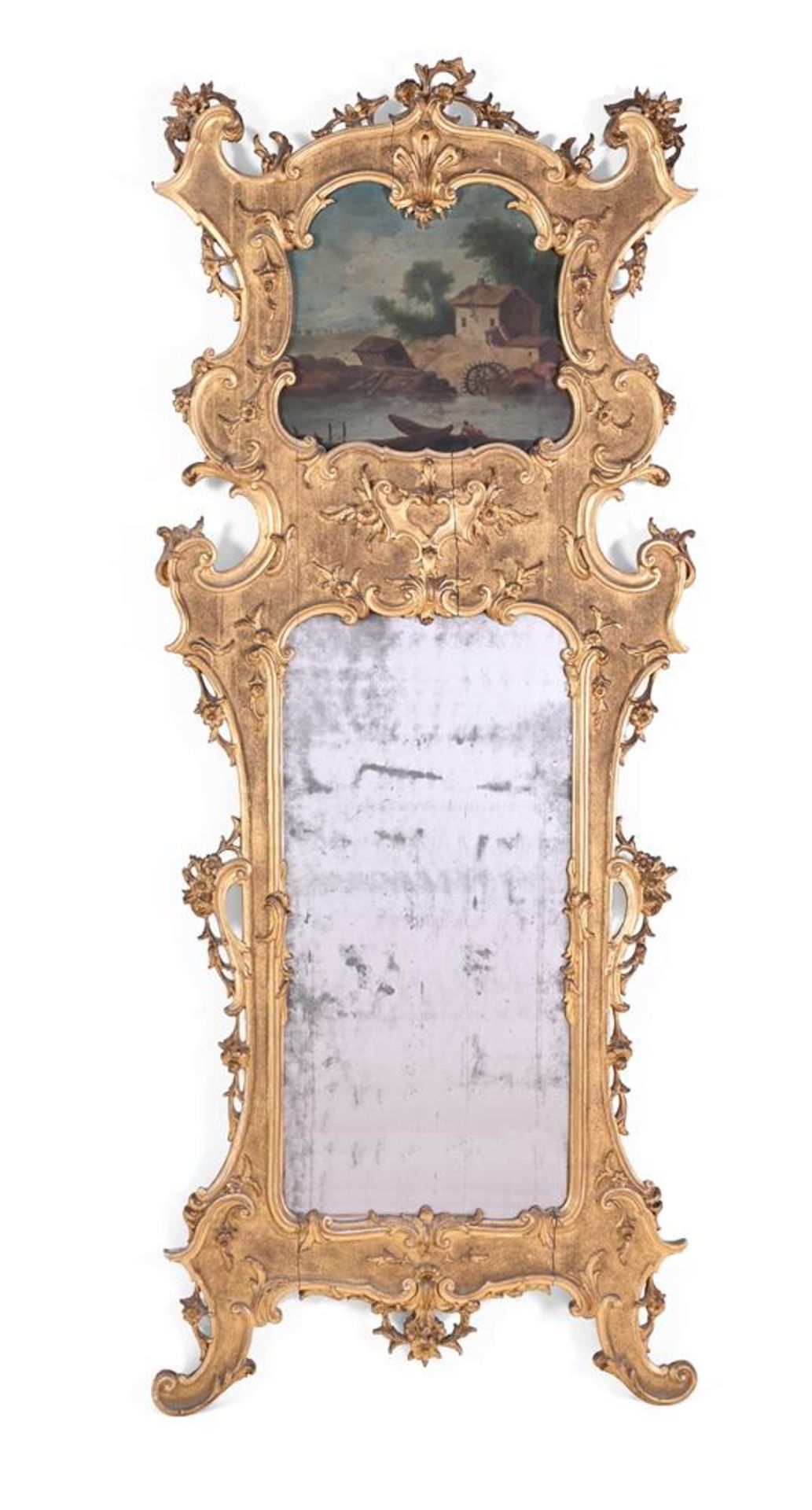 A PAIR OF ITALIAN CARVED GILTWOOD TRUMEAU MIRRORS, 19TH CENTURY - Image 2 of 7