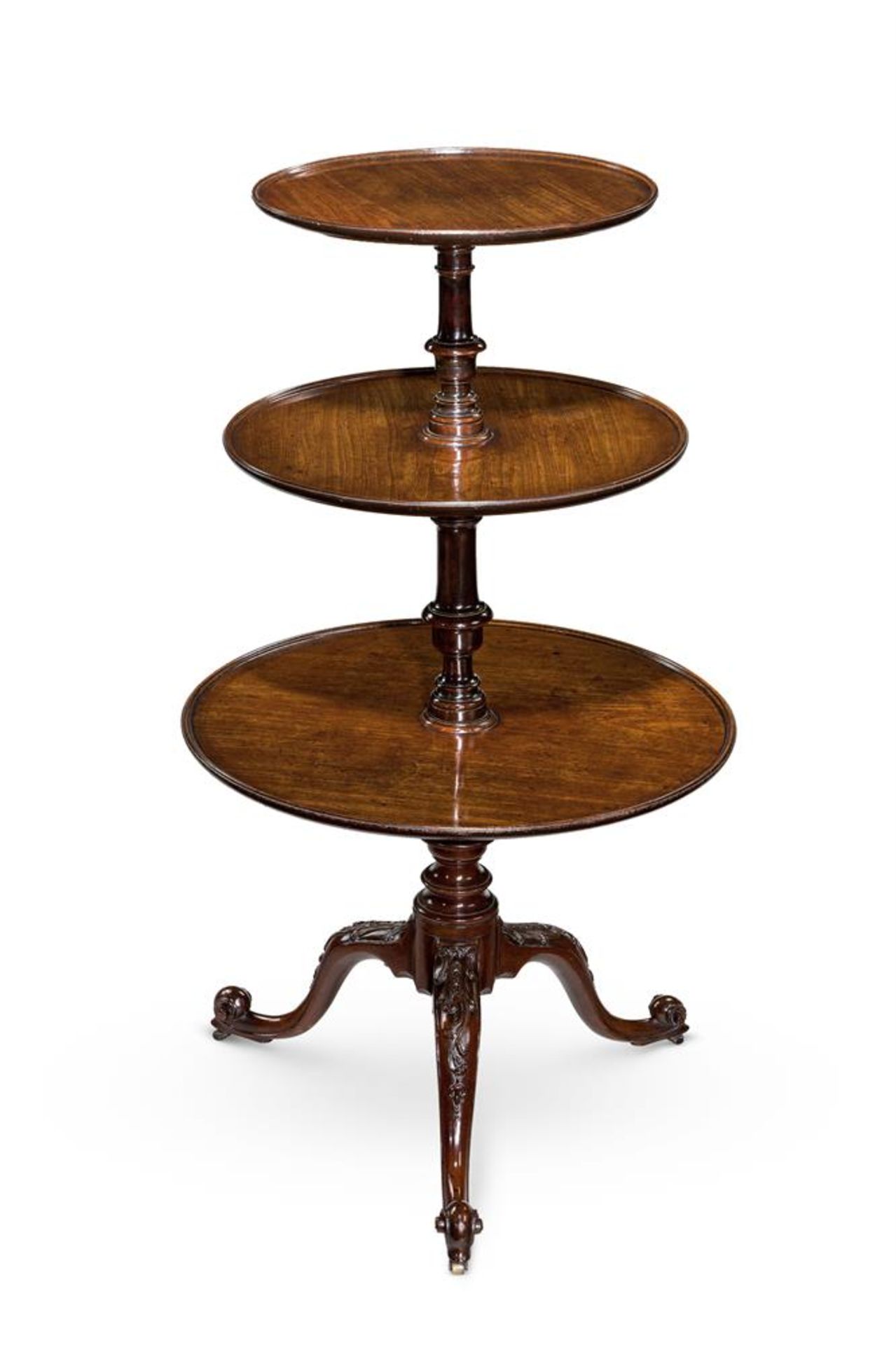 A GEORGE III MAHOGANY DUMB WAITER, SECOND HALF 18TH CENTURY