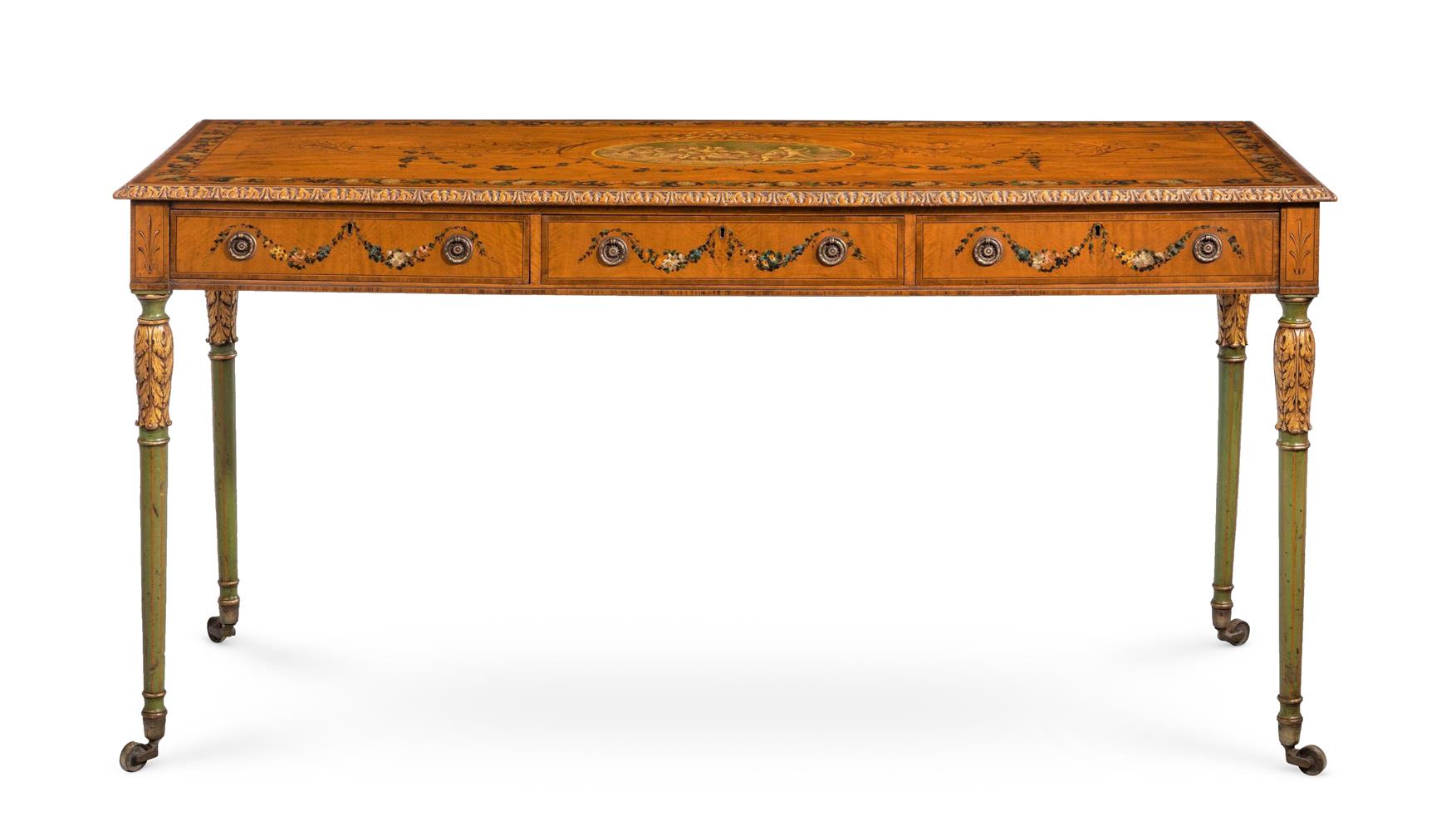 Y AN UNUSUAL SATINWOOD AND PAINTED CENTRE OR SIDE TABLE, LATE 19TH/ 20TH CENTURY - Image 2 of 9