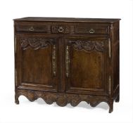 A FRENCH OAK TWO DOOR SIDE CABINET, SECOND HALF 18TH CENTURY