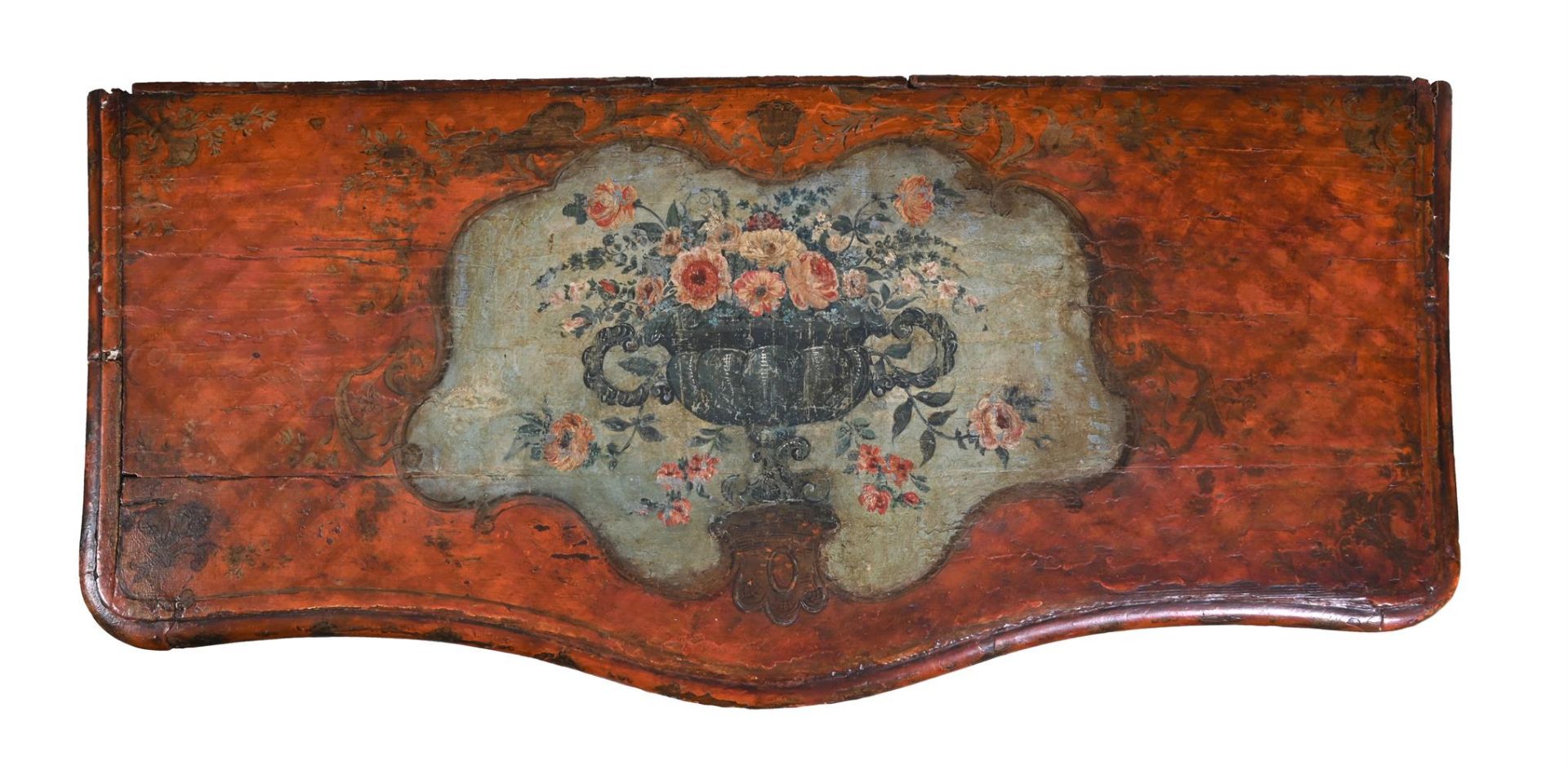 A NORTH ITALIAN POLYCHROME DECORATED SERPENTINE COMMODE MID 18TH CENTURY - Image 3 of 4