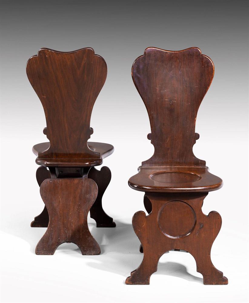 A SET OF FOUR GEORGE II MAHOGANY HALL CHAIRS, MID 18TH CENTURY - Image 3 of 4