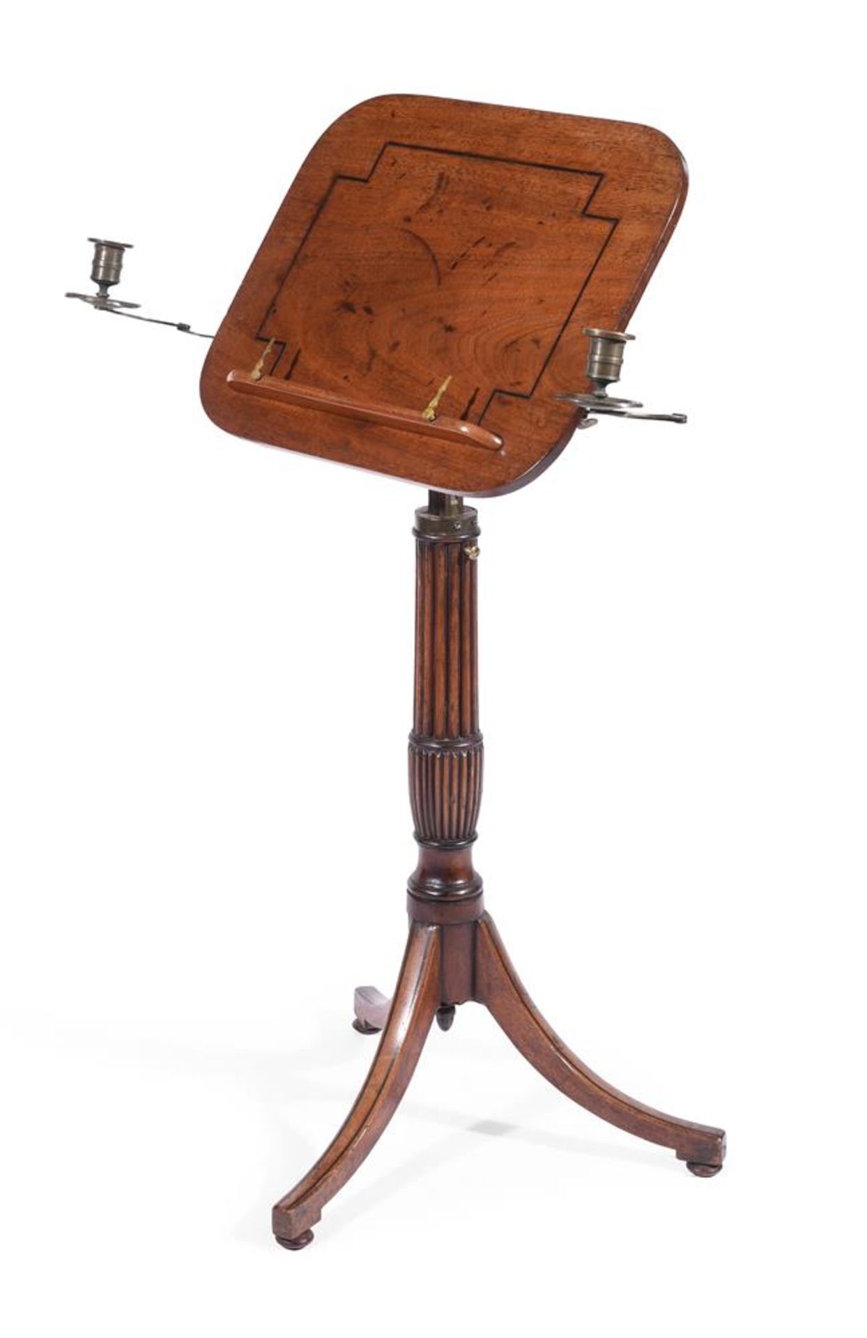 A REGENCY MAHOGANY AND LINE INLAID MUSIC STAND CIRCA 1815