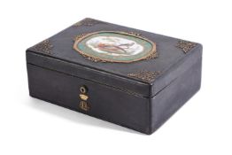 A FRENCH SECOND EMPIRE LEATHER LINED AND GILT METAL MOUNTED BOX