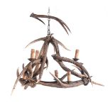 Y A STAG ANTLER FOUR LIGHT CHANDELIER, EARLY 20TH CENTURY