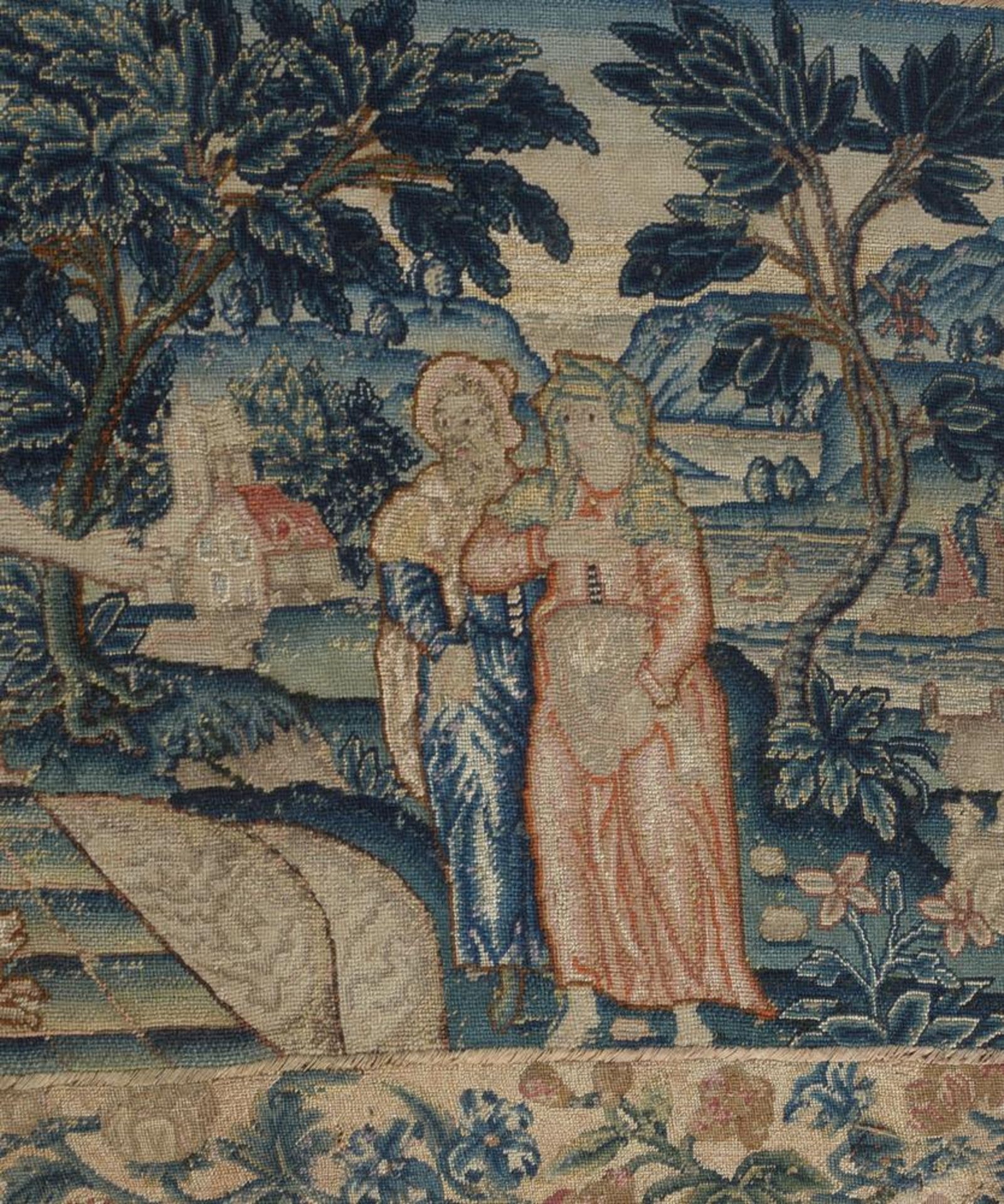 A LONG NEEDLEWORK PANEL DEPICTING STORIES FROM AROUND THE BIRTH OF CHRIST, 17TH CENTURY - Bild 3 aus 5