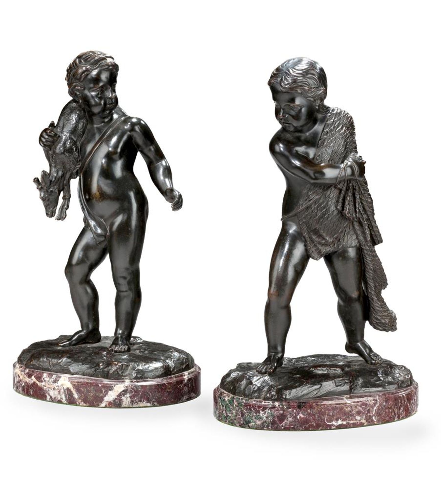 A PAIR OF BRONZE FIGURES OF CHILDREN, LATE 19TH CENTURY ITALIAN