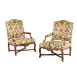 A PAIR OF LOUIS XV WALNUT FAUTEUILS, MID 18TH CENTURY