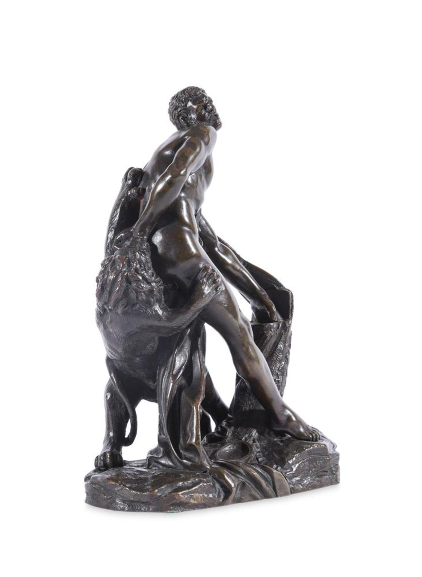 AFTER PIERRE PUGET, A BRONZE FIGURE OF MILO OF CROTON DEVOURED BY LION, LATE 19TH CENTURY - Image 2 of 4