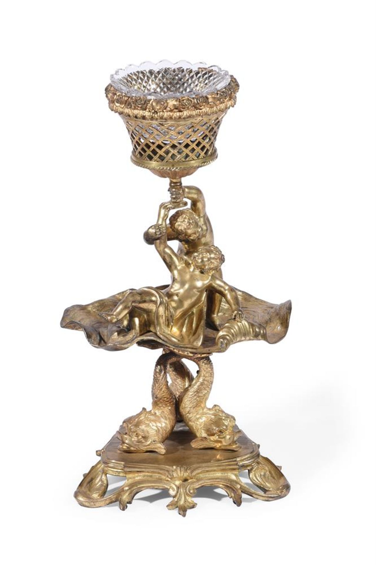 A LARGE ORNATE GILT METAL TABLE CENTREPIECE, LATE 18TH CENTURY AND LATER