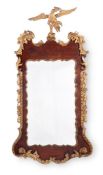 A GEORGE II MAHOGANY AND PARCEL GILT MIRROR, MID 18TH CENTURY