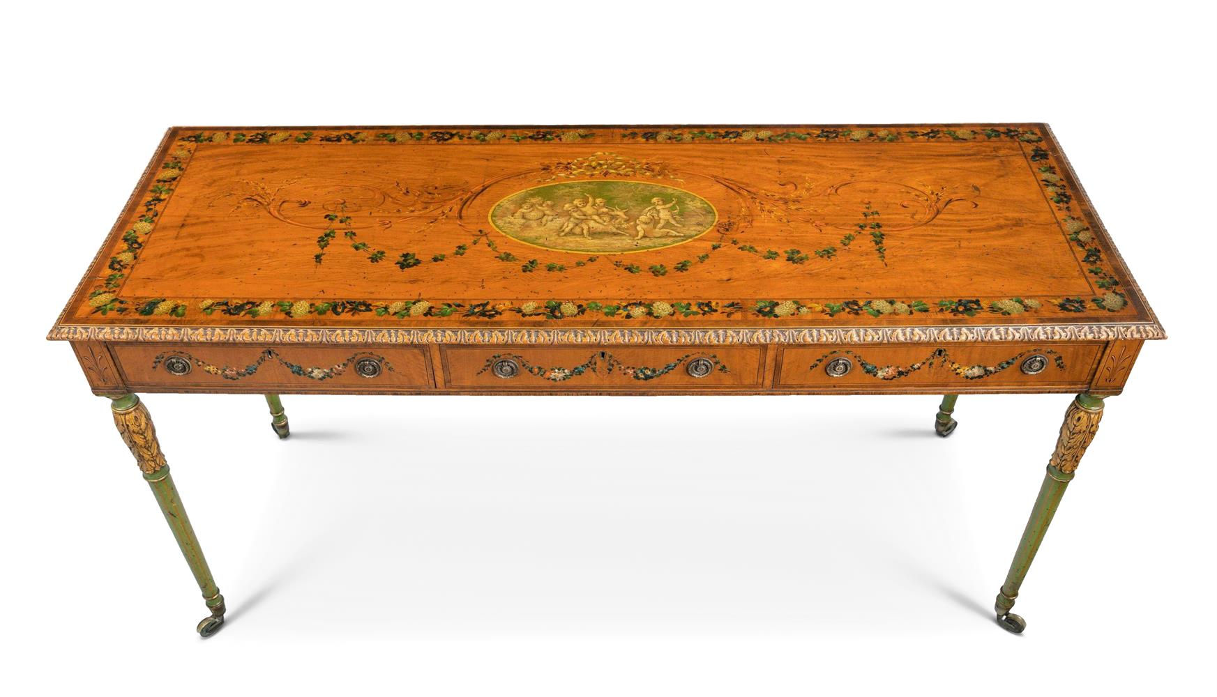 Y AN UNUSUAL SATINWOOD AND PAINTED CENTRE OR SIDE TABLE, LATE 19TH/ 20TH CENTURY - Image 3 of 9