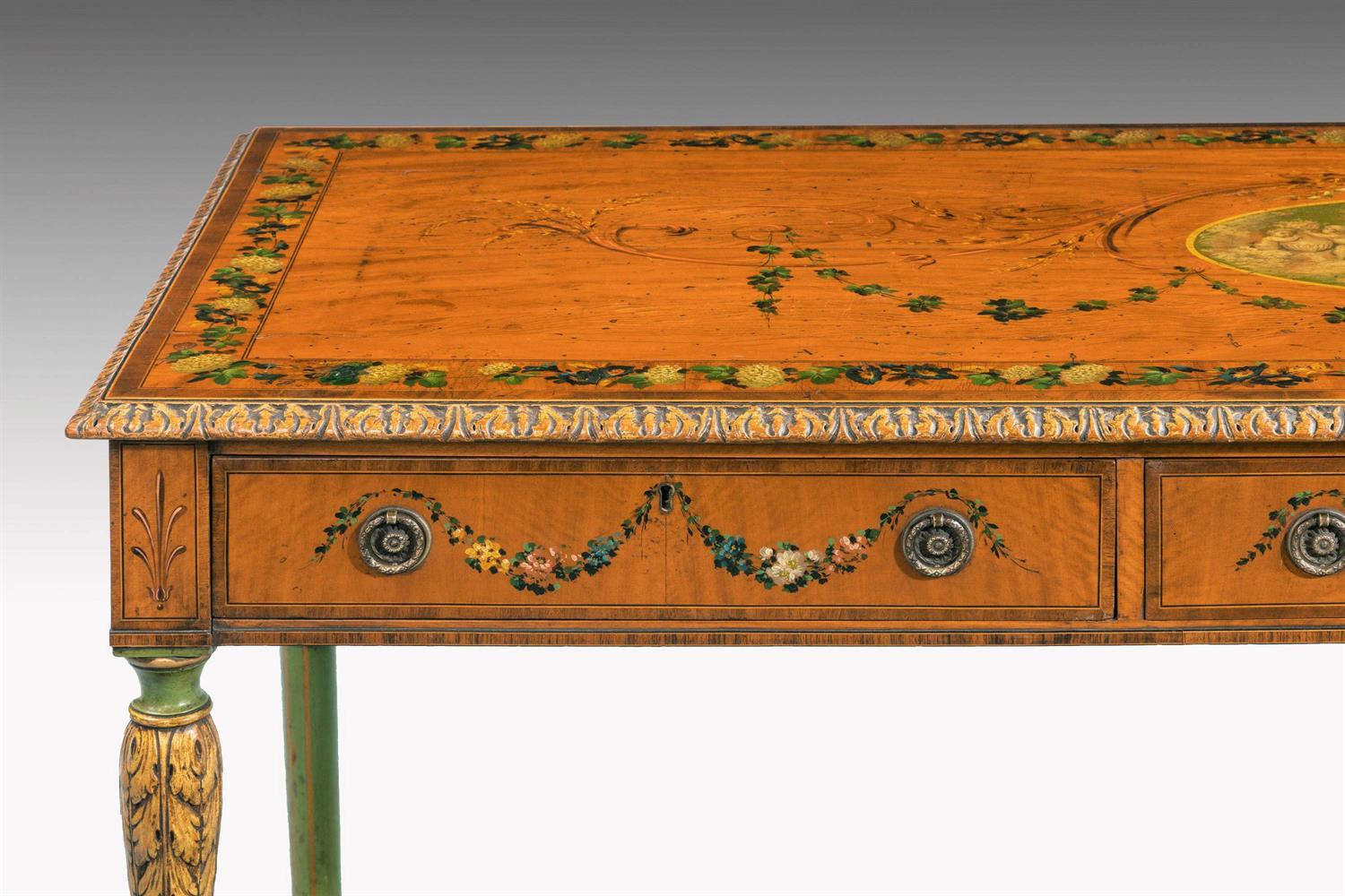 Y AN UNUSUAL SATINWOOD AND PAINTED CENTRE OR SIDE TABLE, LATE 19TH/ 20TH CENTURY - Image 6 of 9