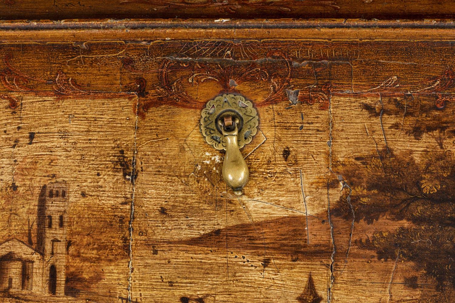 A NORTH ITALIAN POLYCHROME-DECORATED BUREAU, LATE 18TH CENTURY - Image 7 of 9