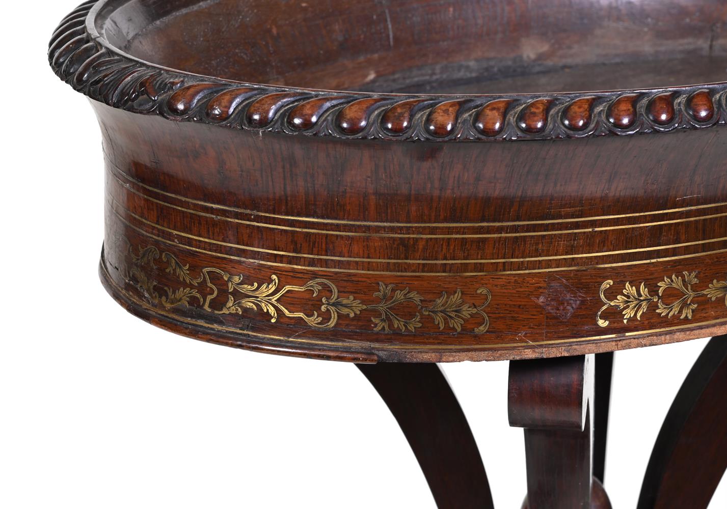 Y AN EARLY VICTORIAN BRASS-INLAID ROSEWOOD PEDESTAL JARDINIERE STAND, MID 19TH CENTURY - Image 4 of 5