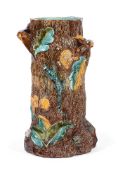 A CONTINENTAL MAJOLICA STICK STANDLATE 19TH CENTURY