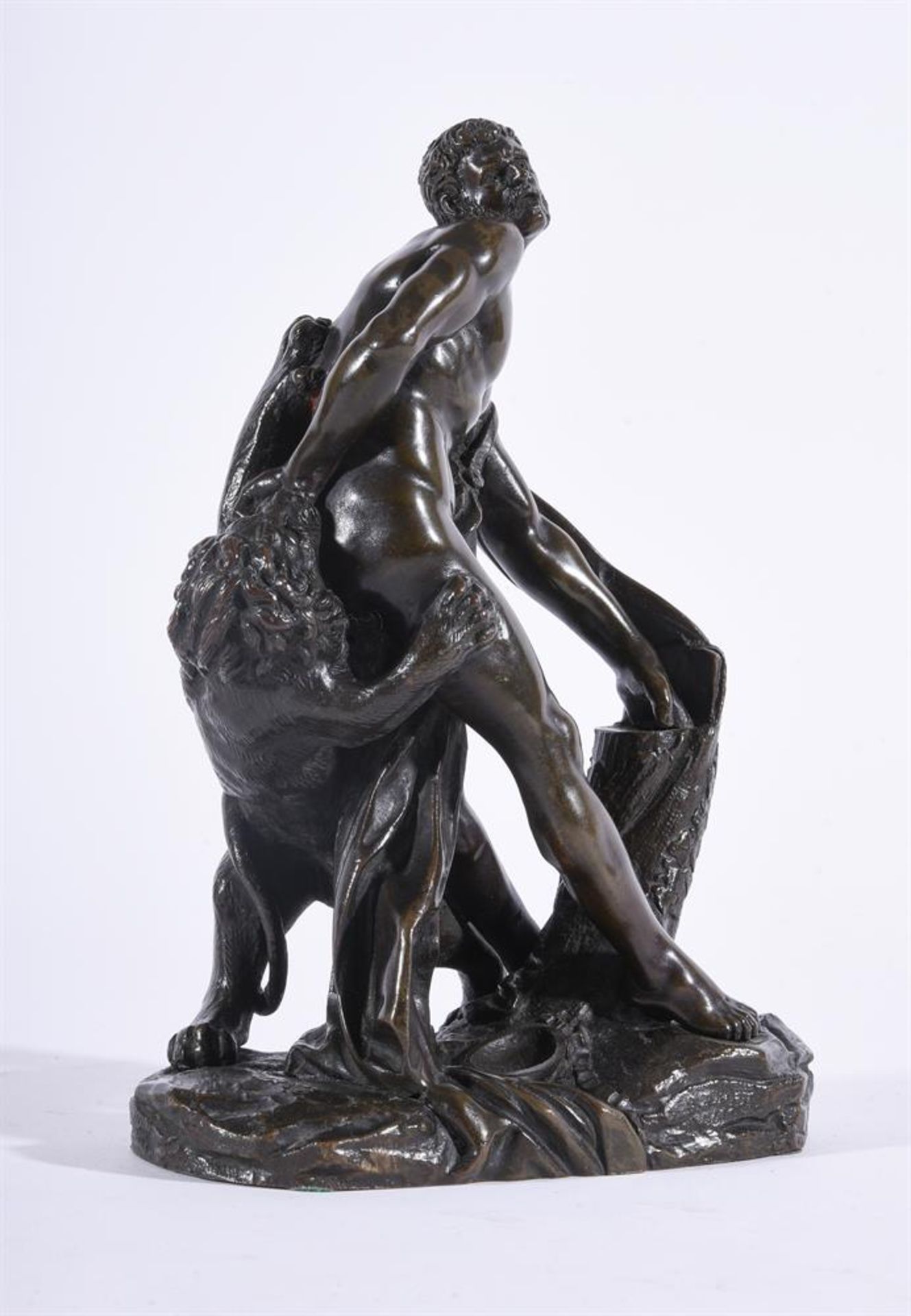 AFTER PIERRE PUGET, A BRONZE FIGURE OF MILO OF CROTON DEVOURED BY LION, LATE 19TH CENTURY - Image 3 of 4