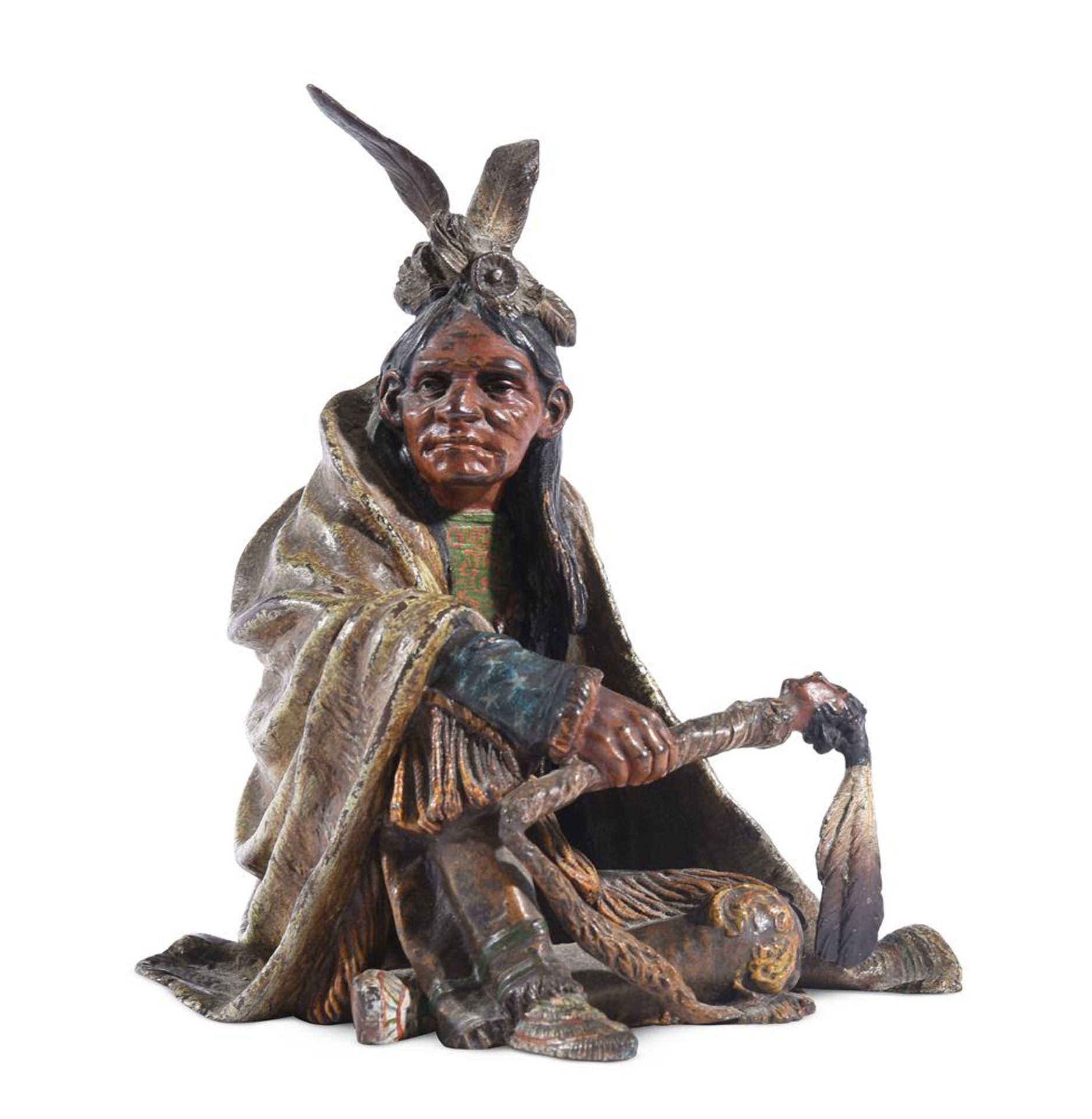 AN AUSTRIAN COLD PAINTED FIGURE OF A NATIVE AMERICAN MAN, EARLY 20TH CENTURY